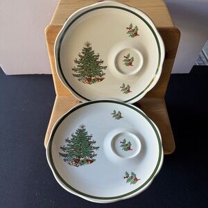 Set of 2 Vintage 70's Cuthbertson Original Christmas Tree Snack Plates